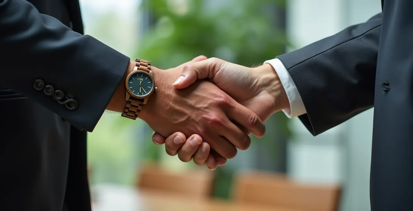 Mains d'entrepreneurs échangeant une poignée de main professionnelle